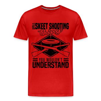 Skeets Schießen | Wurfscheibenschießen Geschenke - Männer Premium Bio T-Shirt - Rot - Vorne - Damien (186cm)