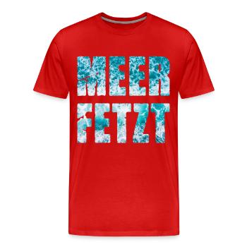 Meer Fetzt Wellen Brandung Gischt Ufer Küste - Männer Premium Bio T-Shirt - Rot - Vorne - Damien (186cm)