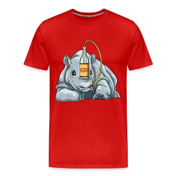 Lustiges Nashorn mit Korn - Männer Premium Bio T-Shirt - Rot - Vorne - Damien (186cm)
