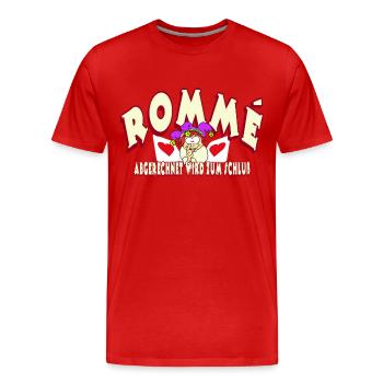 Rommé - Abgerechnet wird zum Schluß - Männer Premium Bio T-Shirt - Rot - Vorne - Damien (186cm)