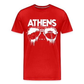 Athens Grunge Design - Men's Premium Organic T-Shirt - red - Front - Damien (186cm)