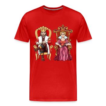 König Königin mit Krone auf dem Thron. - Männer Premium Bio T-Shirt - Rot - Vorne - Damien (186cm)