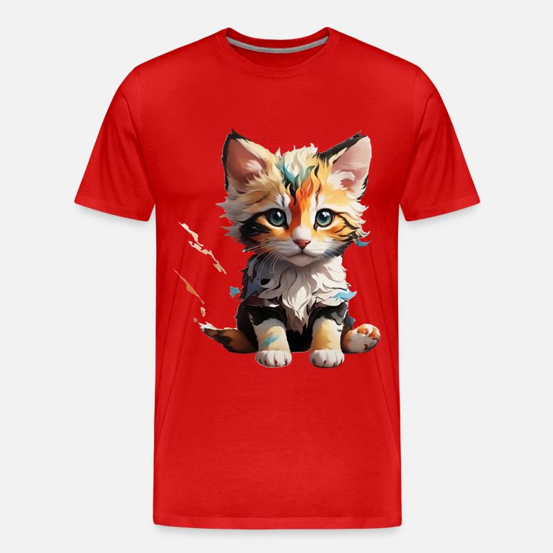 Katze klein - Männer Premium Bio T-Shirt - Rot