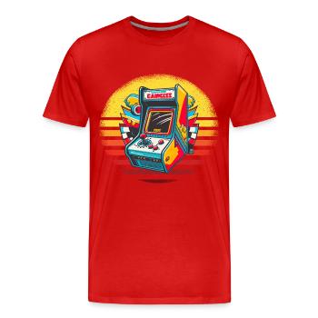 Retro Arcade Game Videospiel für Gamer - Männer Premium Bio T-Shirt - Rot - Vorne - Damien (186cm)