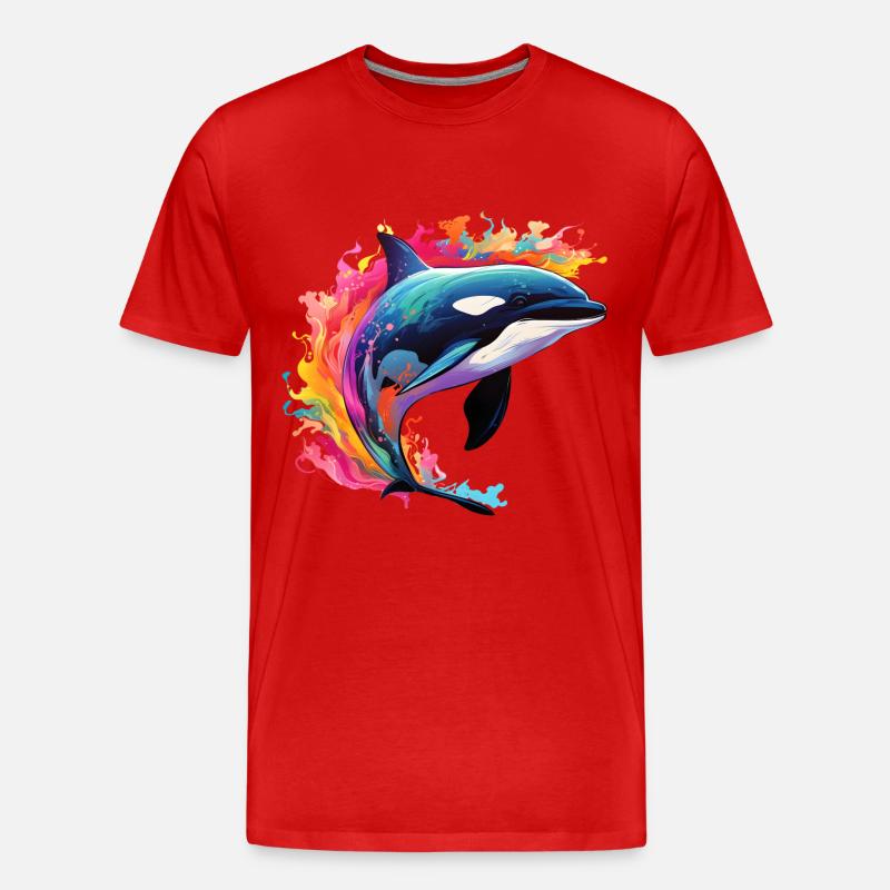 Bunter Schwertwal Orca - Männer Premium Bio T-Shirt - Rot