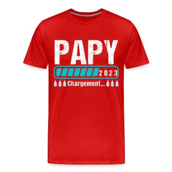 Papy en 2023 annonce naissance cadeau grand-père - T-shirt bio Premium Homme - rouge - Devant - Damien (186cm)