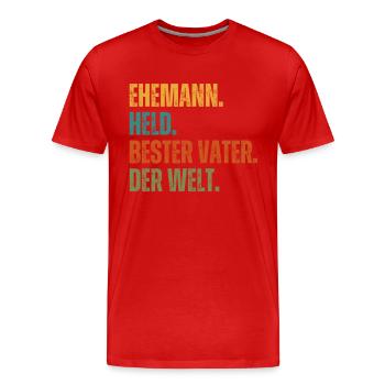 Ehemann Held bester Vater der Welt Geschenk - Männer Premium Bio T-Shirt - Rot - Vorne - Damien (186cm)