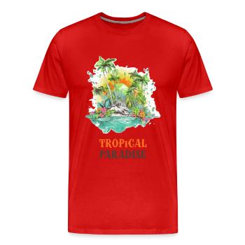 Paradis Tropical - T-shirt bio Premium Homme - rouge - Devant - Damien (186cm)