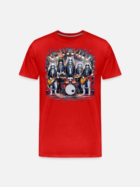 Rockin' Cats Psychedelic Tribute - Men's Premium Organic T-Shirt - red
