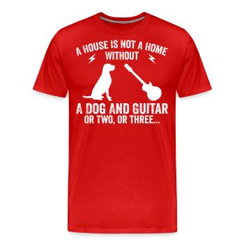 Gitarrist und Hundeliebhaber - Männer Premium Bio T-Shirt - Rot - Vorne - Damien (186cm)