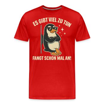 Pingouin cool dans le travail de bureau - T-shirt bio Premium Homme - rouge - Devant - Damien (186cm)