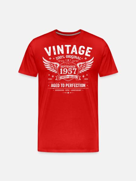 Né en Septembre 1957 - T-shirt bio Premium Homme - rouge
