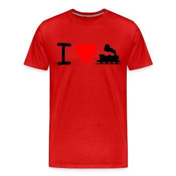 J'adore train locomotive locomotive - T-shirt bio Premium Homme - rouge - Devant - Damien (186cm)