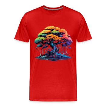Bunter Bonsai Baum - Männer Premium Bio T-Shirt - Rot - Vorne - Damien (186cm)