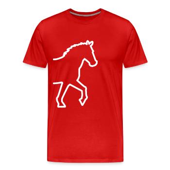 Pferdkopf / Horse - Kontur weiß - Männer Premium Bio T-Shirt - Rot - Vorne - Damien (186cm)