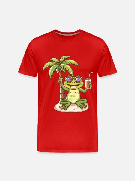 Frog Summer Beach Comic - Men's Premium Organic T-Shirt - red