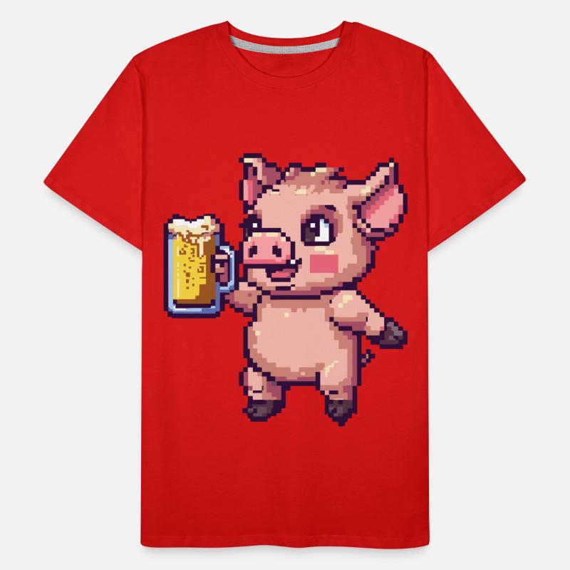 Pork Beer Pixel Men's Premium Organic T-Shirt