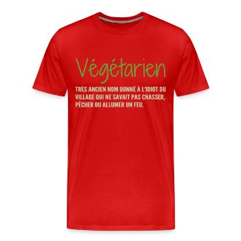 Definition: Vegetarisch, Humor - Männer Premium Bio T-Shirt - Rot - Vorne - Damien (186cm)