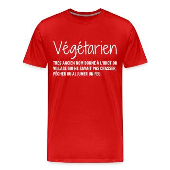 Définition Végétarien Humour - T-shirt bio Premium Homme - rouge - Devant - Damien (186cm)