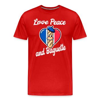 Love Peace Baguette Frankreich - Männer Premium Bio T-Shirt - Rot - Vorne - Damien (186cm)