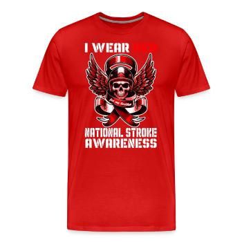 Sensibilisation nationale à l’AVC pour mon frère - T-shirt bio Premium Homme - rouge - Devant - Damien (186cm)