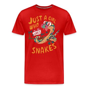Juste une fille qui aime les serpents - T-shirt bio Premium Homme - rouge - Devant - Damien (186cm)