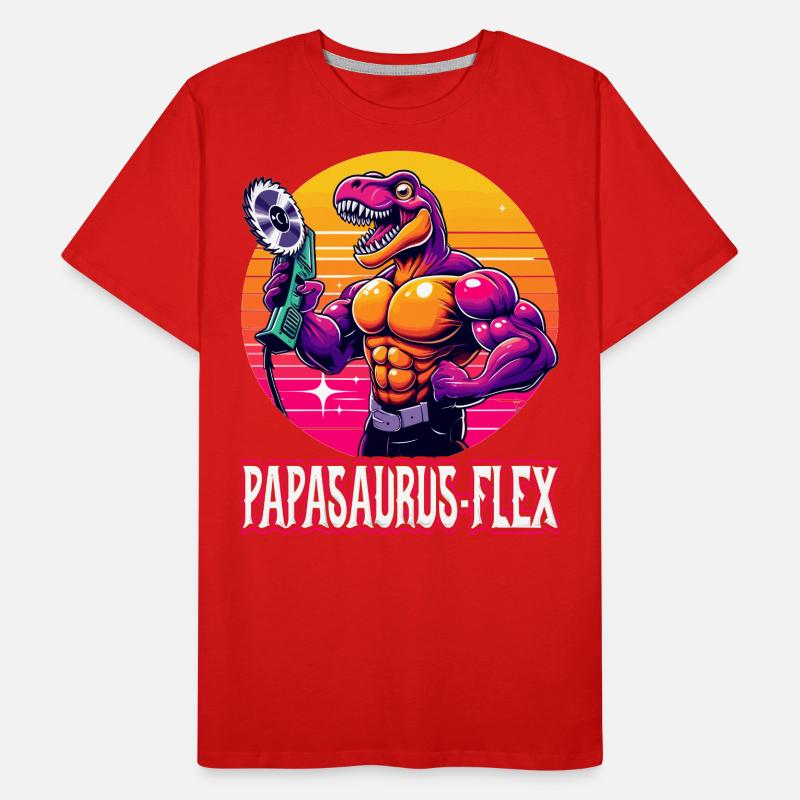 Papasaurus_flex Dino with Angle Grinder Men's Premium Organic T-Shirt
