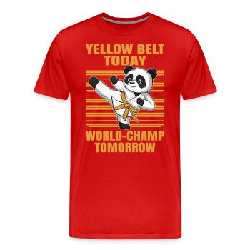 Gelber Gürtel heute Weltmeister morgen Karate - Männer Premium Bio T-Shirt - Rot - Vorne - Damien (186cm)