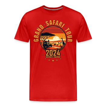 Grand safari du Serengeti 2024 Sunset G - T-shirt bio Premium Homme - rouge - Devant - Damien (186cm)