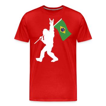 Bigfoot with Brazilian flag - Men's Premium Organic T-Shirt - red - Front - Damien (186cm)