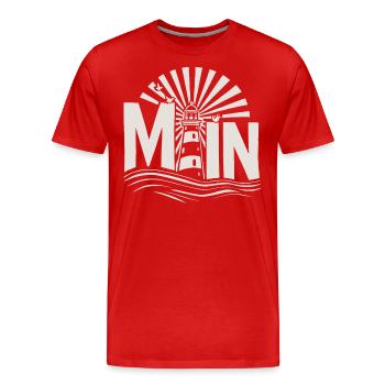Moin - Norddeutschland Leuchtturm Design - Männer Premium Bio T-Shirt - Rot - Vorne - Damien (186cm)