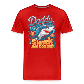 Daddy Shark Doo Doo Süßes Hai Design - Männer Premium Bio T-Shirt - Rot - Vorne - Damien (186cm)