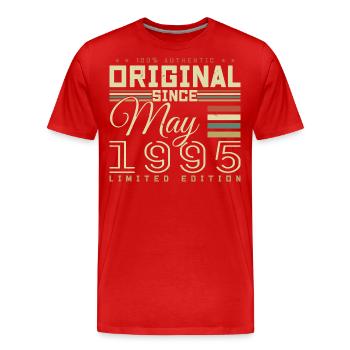 Gift Anniversaire Mai 1995, Gift Mai 1995 - Männer Premium Bio T-Shirt - Rot - Vorne - Damien (186cm)