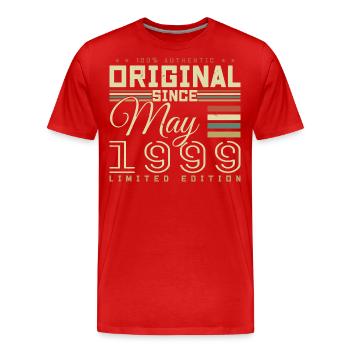 Gift Anniversaire Mai 1999, Gift May 1999 - Männer Premium Bio T-Shirt - Rot - Vorne - Damien (186cm)