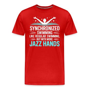 Natation synchronisée Jazz Mains Nageur Humour - T-shirt bio Premium Homme - rouge - Devant - Damien (186cm)