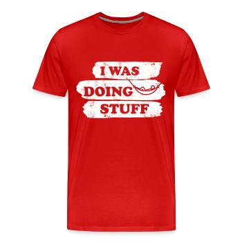 I was doing stuff - Hammock vintage - Men's Premium Organic T-Shirt - red - Front - Damien (186cm)