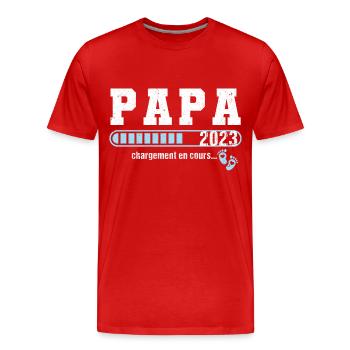 Papa en 2023 annonce naissance cadeau futur père - T-shirt bio Premium Homme - rouge - Devant - Damien (186cm)