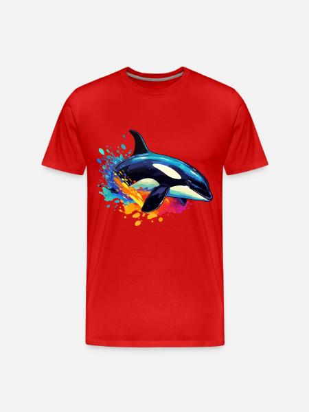 Bunter Schwertwal Orca - Männer Premium Bio T-Shirt - Rot