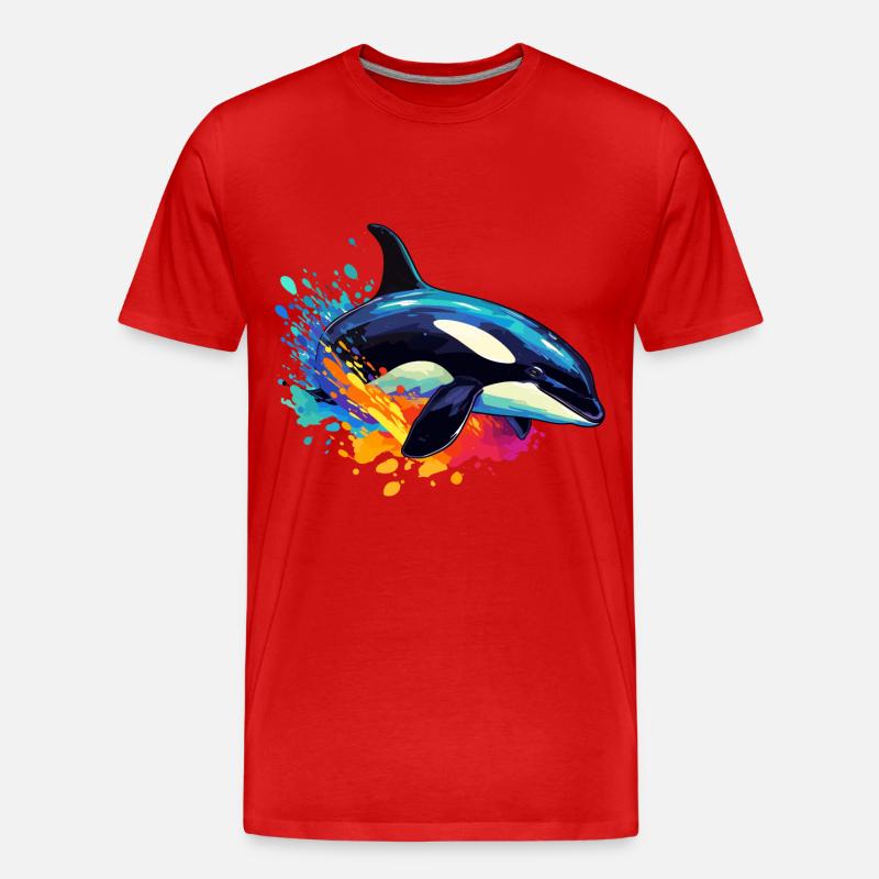 Bunter Schwertwal Orca - Männer Premium Bio T-Shirt - Rot