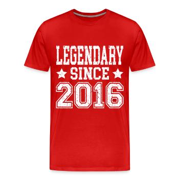 Légendaire depuis 2016 - T-shirt bio Premium Homme - rouge - Devant - Damien (186cm)
