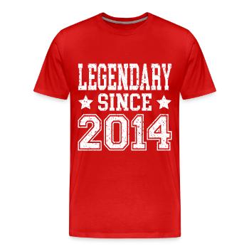 Légendaire depuis 2014 - T-shirt bio Premium Homme - rouge - Devant - Damien (186cm)
