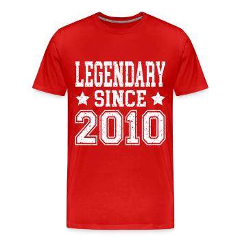 Légendaire depuis 2010 - T-shirt bio Premium Homme - rouge - Devant - Damien (186cm)