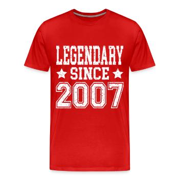 Legendary since 2007 - Men's Premium Organic T-Shirt - red - Front - Damien (186cm)
