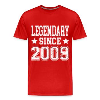 Legendary since 2009 - Men's Premium Organic T-Shirt - red - Front - Damien (186cm)