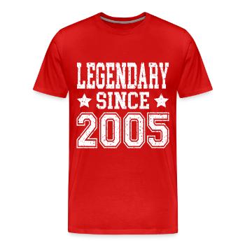 Légendaire depuis 2005 - T-shirt bio Premium Homme - rouge - Devant - Damien (186cm)