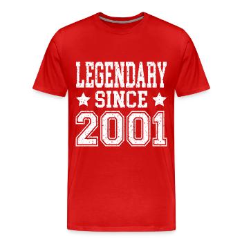 Légendaire depuis 2001 - T-shirt bio Premium Homme - rouge - Devant - Damien (186cm)