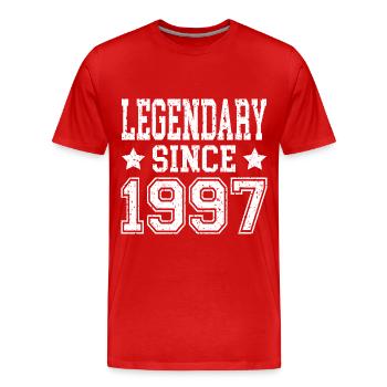 Légendaire depuis 1997 - T-shirt bio Premium Homme - rouge - Devant - Damien (186cm)