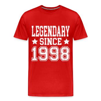 Légendaire depuis 1998 - T-shirt bio Premium Homme - rouge - Devant - Damien (186cm)