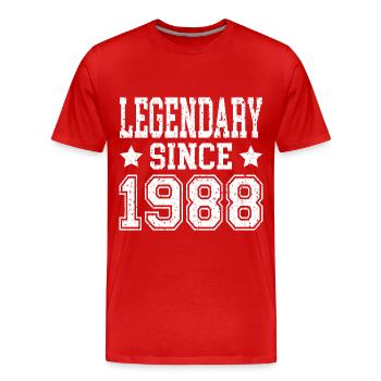 Legendary since 1988 - Men's Premium Organic T-Shirt - red - Front - Damien (186cm)