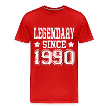 Legendary since 1990 - Men's Premium Organic T-Shirt - red - Front - Damien (186cm)